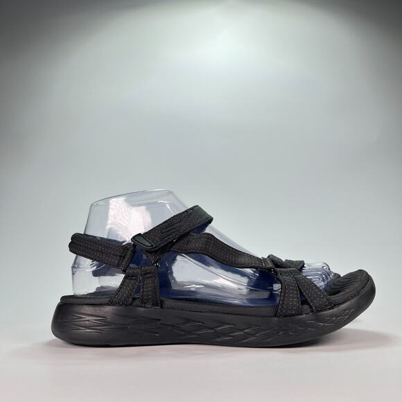 Skechers On The Go 600 Brilliancy Black Hook & Loop Sandals 15316 Women's Size 8 - Picture 1 of 10